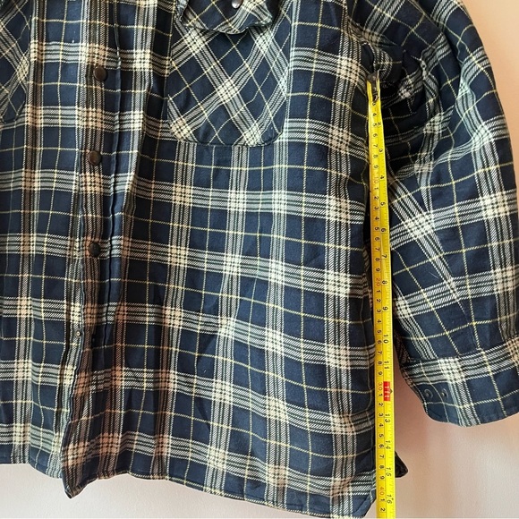 West 353 Quilted Flannel Shirt Jacket XXL Plaid Blue Lined Snap Button Workwear - Picture 7 of 12